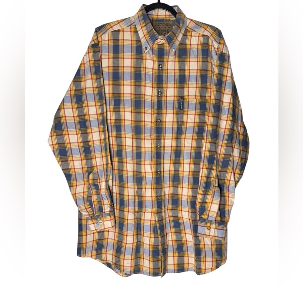 Abercrombie & Fitch The Big Shirt Men’s Medium Plaid Button Down Cotton Casual